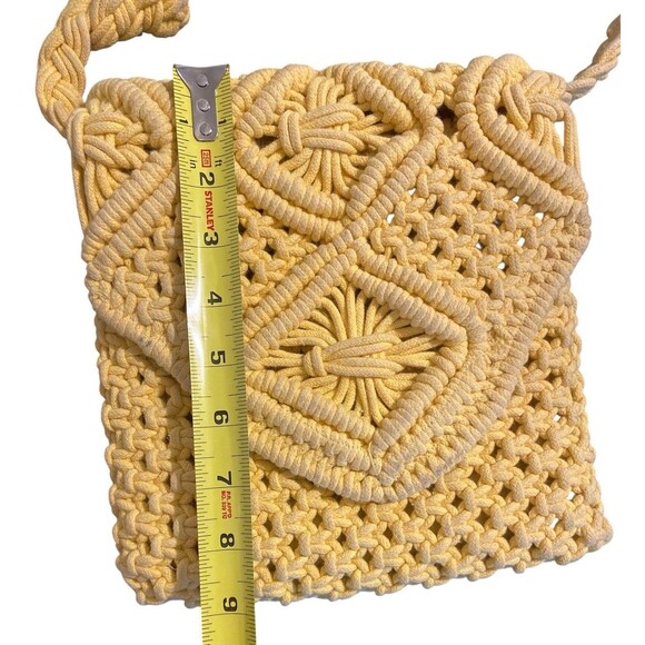 Tommy Bahama Macrame Crossbody Purse Yellow BOHO Bohemian Beach Bag Woven Purse - Picture 9 of 10
